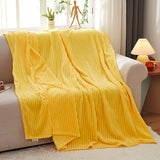 NNEAGS 2X Yellow Throw Blanket Warm Cozy Striped Pattern Thin Flannel Coverlet Fleece Bed Sofa Comforter