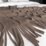 NNEAGS 2X Coffee Textured Knitted Throw Blanket Warm Cozy Woven Cover Couch Bed Sofa Home Decor with Tassels