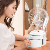 NNEAGS 2X White 360 Degree Rotating LED Light 2 Layered Jewelry Storage Box Waterproof Dustproof Accessories Organiser