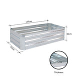 NNEAGS 2X 120cm Rectangle Galvanised Raised Garden Bed Vegetable Herb Flower Outdoor Planter Box