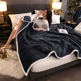 NNEAGS 2X Black Throw Blanket Warm Cozy Double Sided Thick Flannel Coverlet Fleece Bed Sofa Comforter