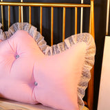 NNEAGS 2X 180cm Pink Princess Bed Pillow Headboard Backrest Bedside Tatami Sofa Cushion with Ruffle Lace Home Decor