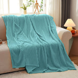 NNEAGS Sky Blue Throw Blanket Warm Cozy Striped Pattern Thin Flannel Coverlet Fleece Bed Sofa Comforter