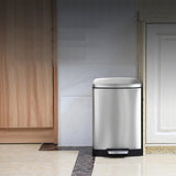 NNEAGS Foot Pedal Stainless Steel Rubbish Recycling Garbage Waste Trash Bin Rectangular Shape 12L Silver
