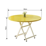 NNEAGS Yellow Dining Table Portable Round Surface Space Saving Folding Desk Home Decor