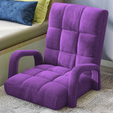 NNEAGS 4X Foldable Lounge Cushion Adjustable Floor Lazy Recliner Chair with Armrest Purple