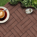 NNEAGS 2X 11 pcs Dark Chocolate DIY Wooden Composite Decking Tiles Garden Outdoor Backyard Flooring Home Decor