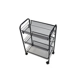 NNEAGS 3 Tier Steel Black Bee Mesh Kitchen Cart Multi-Functional Shelves Portable Storage Organizer with Wheels
