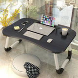NNEAGS Black Portable Bed Table Adjustable Foldable Bed Sofa Study Table Laptop Mini Desk with Notebook Stand Cup Slot Home Decor