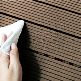 NNEAGS 11 pcs Light Chocolate DIY Wooden Composite Decking Tiles Garden Outdoor Backyard Flooring Home Decor