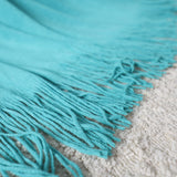 NNEAGS 2X Teal Acrylic Knitted Throw Blanket Solid Fringed Warm Cozy Woven Cover Couch Bed Sofa Home Decor