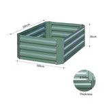 NNEAGS 100cm Square Galvanised Raised Garden Bed Vegetable Herb Flower Outdoor Planter Box