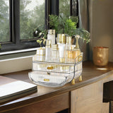 NNEAGS 2X 3 Tier Transparent Multifunctional Countertop Cosmetic Storage Makeup Skincare Holder Jewelry Cabinet Bathroom Desk Drawer Vanity Organiser