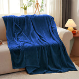 NNEAGS Blue Throw Blanket Warm Cozy Striped Pattern Thin Flannel Coverlet Fleece Bed Sofa Comforter