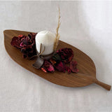 NNEAGS Set of 2 Walnut Leaf Shape Wooden Tray Food Charcuterie Serving Board Paddle Centerpiece Home Decor