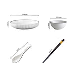NNEAGS White Japanese Style Ceramic Dinnerware Crockery Soup Bowl Plate Server Kitchen Home Decor Set of 4