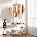 NNEAGS 2-in-1 Organiser Clothes Shoe Rack Space-Saving Triangular Storage with Wheels White