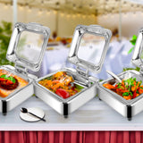NNEAGS 2X Stainless Steel Square Chafing Dish Tray Buffet Cater Food Warmer Chafer with Top Lid