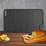 NNEAGS 45cm Rectangular Cast Iron Portable Fry BBQ Grill Plate Cooking Pan Tray with Handle