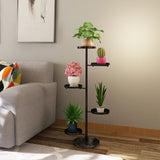 NNEAGS 2X 3 Tier Black Round Plant Stand Flowerpot Tray Display Living Room Balcony Metal Decorative Shelf