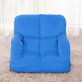 NNEAGS 4X Foldable Lounge Cushion Adjustable Floor Lazy Recliner Chair with Armrest Blue