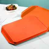 NNEAGS Rectangular Serving Tray Heavy Duty Waterproof Stackable Plastic Food Snack Pan Set of 10 Orange