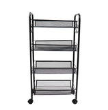 NNEAGS 2X 4 Tier Steel Black Bee Mesh Kitchen Cart Multi-Functional Shelves Portable Storage Organizer with Wheels