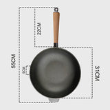 NNEAGS 2X 31cm Commercial Cast Iron Wok Round Bottom FryPan Home Cooking Skillet
