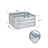 NNEAGS 60cm Square Galvanised Raised Garden Bed Vegetable Herb Flower Outdoor Planter Box