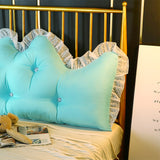 NNEAGS 2X 180cm Light Blue Princess Bed Pillow Headboard Backrest Bedside Tatami Sofa Cushion with Ruffle Lace Home Decor