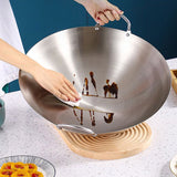NNEAGS 47cm Stainless Steel Kitchen Cooking Wok with 2 Sturdy Handles
