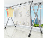 NNEAGS 2X 2.4m Portable Standing Clothes Drying Rack Foldable Space-Saving Laundry Holder Indoor Outdoor