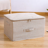NNEAGS Beige Large Portable Double Zipper Storage Box Moisture Proof Clothes Basket Foldable Home Organiser