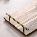 NNEAGS 39cm Brown  Rectangle Wooden Acacia Food Serving Tray Charcuterie Board Home Decor