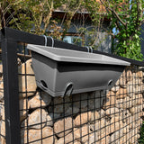 NNEAGS 49.5cm Gray Rectangular Planter Vegetable Herb Flower Outdoor Plastic Box with Holder Balcony Garden Decor Set of 2