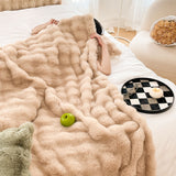 NNEAGS 2X 200cm Light Camel Fur Fuzzy Super Soft and Cozy Fluffy Throw Blanket