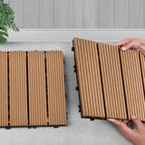 NNEAGS 11 pcs Coffee DIY Wooden Composite Decking Tiles Garden Outdoor Backyard Flooring Home Decor