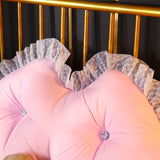 NNEAGS 2X 180cm Pink Princess Bed Pillow Headboard Backrest Bedside Tatami Sofa Cushion with Ruffle Lace Home Decor