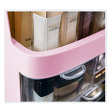 NNEAGS 3 Tier Pink Countertop Makeup Cosmetic Storage Organiser Skincare Holder Jewelry Storage Box with Handle