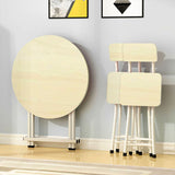 NNEAGS 2X Maple Grain Dining Table Portable Round Surface Space Saving Folding Desk Home Decor