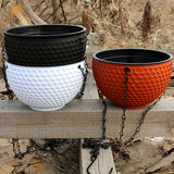 NNEAGS 2X Red Medium Hanging Resin Flower Pot Self Watering Basket Planter Outdoor Garden Decor