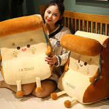 NNEAGS 2X Cute Face Toast Bread Wedge Cushion Stuffed Plush Cartoon Back Support Pillow Home Decor