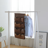 NNEAGS 2X Coffee Double Sided Hanging Storage Bag Underwear Bra Socks Mesh Pocket Hanger Home Organiser