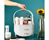 NNEAGS White Cosmetic Jewelry Storage Organiser with Antler LED Light Mirror Tabletop Vanity Set