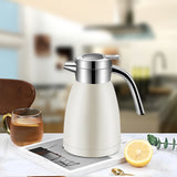 NNEAGS 1.8L Stainless Steel Kettle Insulated Vacuum Flask Water Coffee Jug Thermal White