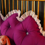 NNEAGS 4X 120cm Burgundy Princess Bed Pillow Headboard Backrest Bedside Tatami Sofa Cushion with Ruffle Lace Home Decor