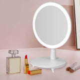 NNEAGS Round White Rechargeable LED Light Makeup Mirror Tabletop Vanity Home Decor