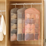 NNEAGS 2X Pink Double Sided Hanging Storage Bag Underwear Bra Socks Mesh Pocket Hanger Home Organiser