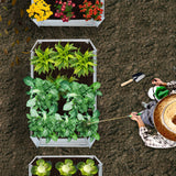 NNEAGS 120cm Rectangle Galvanised Raised Garden Bed Vegetable Herb Flower Outdoor Planter Box