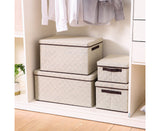 NNEAGS 2X Small Beige Non-Woven Diamond Quilt Grid Fabric Storage/ Organizer Box